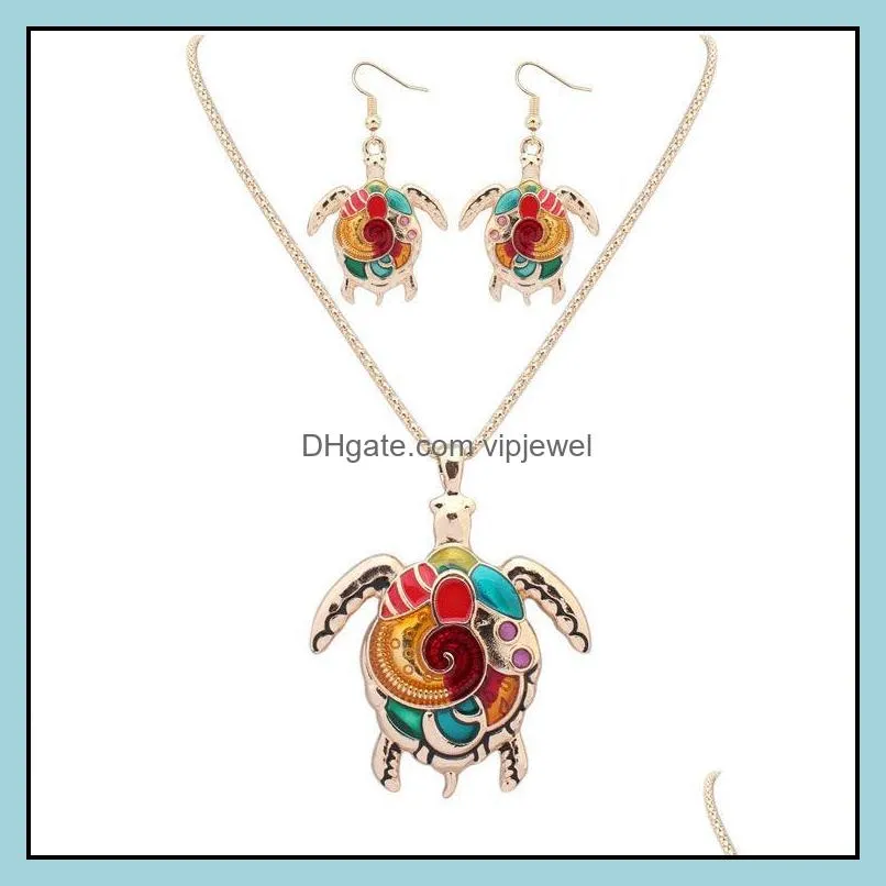 pretty necklace sets enamel horse necklace earrings jewelry sets pendants for women silver plated enamel jewelry set