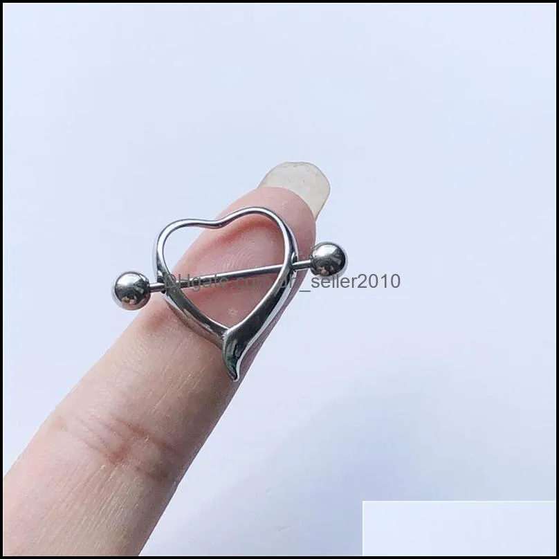 surgical steel love heart nipple shield bar ring body piercing jewelry new 679 t2