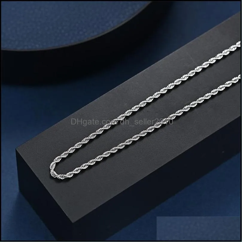 3mm rope chain necklace stainless steel cuban chain classic waterproof choker mens women jewelry gold silver color necklace gift1 2058