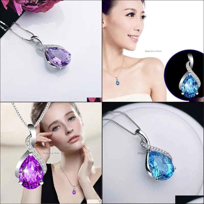 amethyst pendant ladies simple clavicle chain wedding jewelry accessories birthday gift necklace
