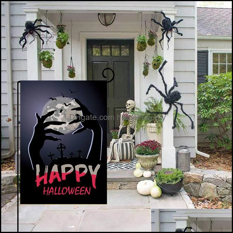 30*45cm halloween garden flags pumpkin ghost party home decor outdoor polyester double-sided hanging flag easter independence day thanksgiving can be