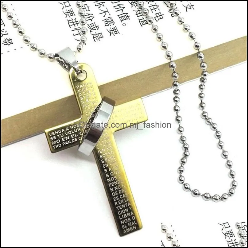 fashion stainless steel pendants christian bible prayer cross pendant men necklace charming gifts jewelry c3