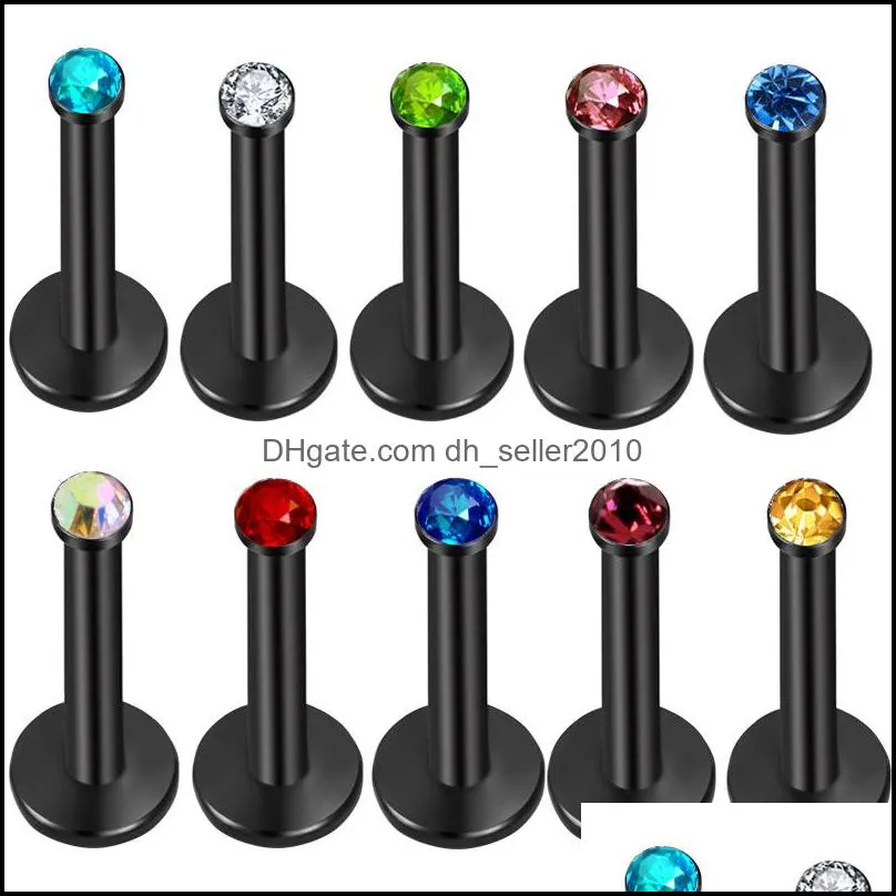 nternally threaded tiny gem labret lip bar monroe tragus stud helix lip ring rainbow cartilage ear 100pcs body jewelry 456c3