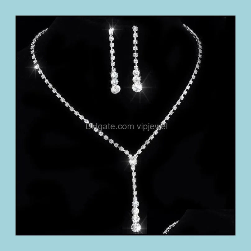 african jewelry set crystal tennis rhinestone necklace earrings bridal bridesmaid wedding jewelry sets