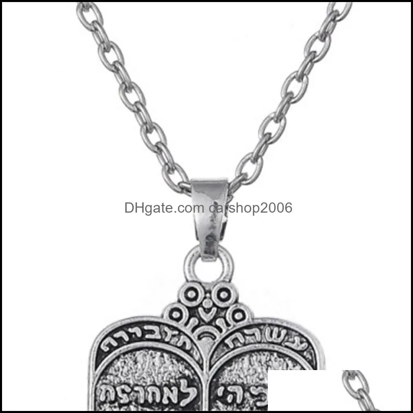 fishhook tibetan silvery jewish torah scroll 10 commandments amulet supernatural necklace ethnic jewelry for man woman gift10 605 q2