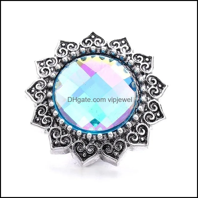 simple retro acrylic snap button charms women jewelry findings 18mm metal snaps buttons diy bracelet jewellery wholesale