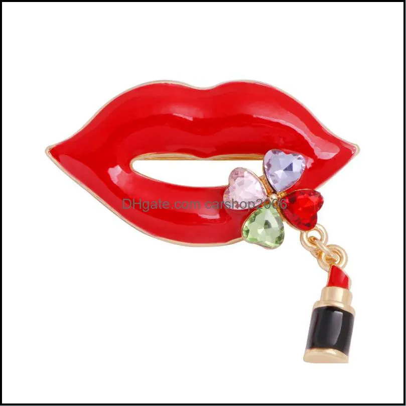 red lips love brooch rhinestone artificial pearl coat pin lady coat brooch fashion jewelry 3 8yn p2