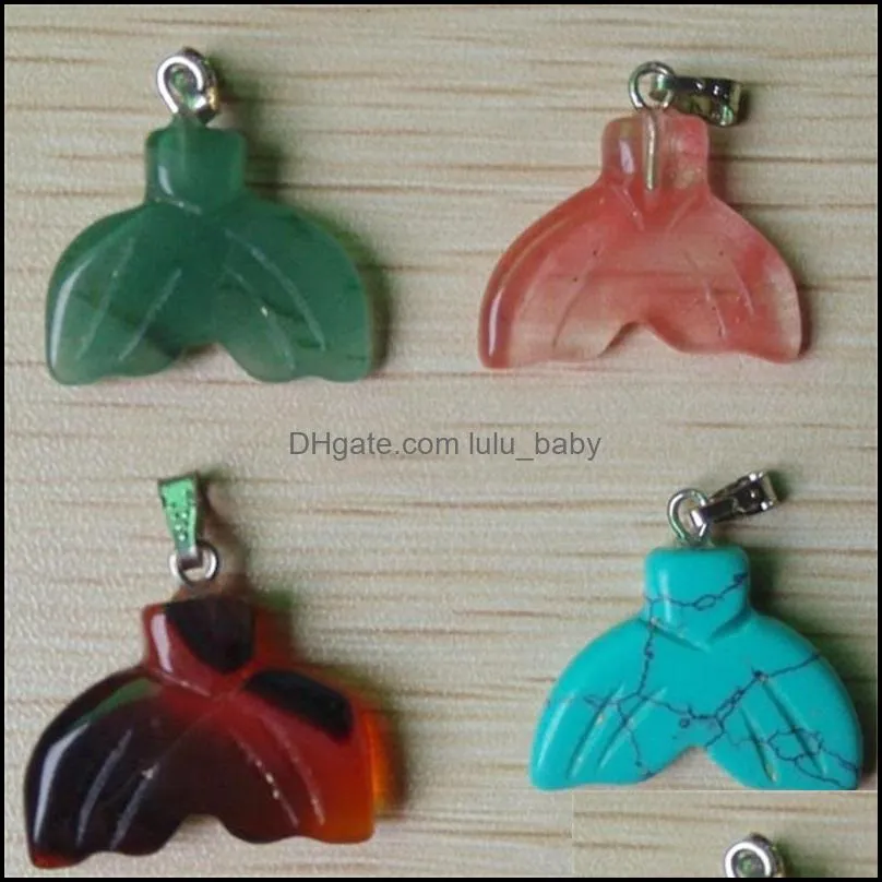 carved fish whale tail assorted natural stone charms crystal pendants for necklace accessories jewelry making
