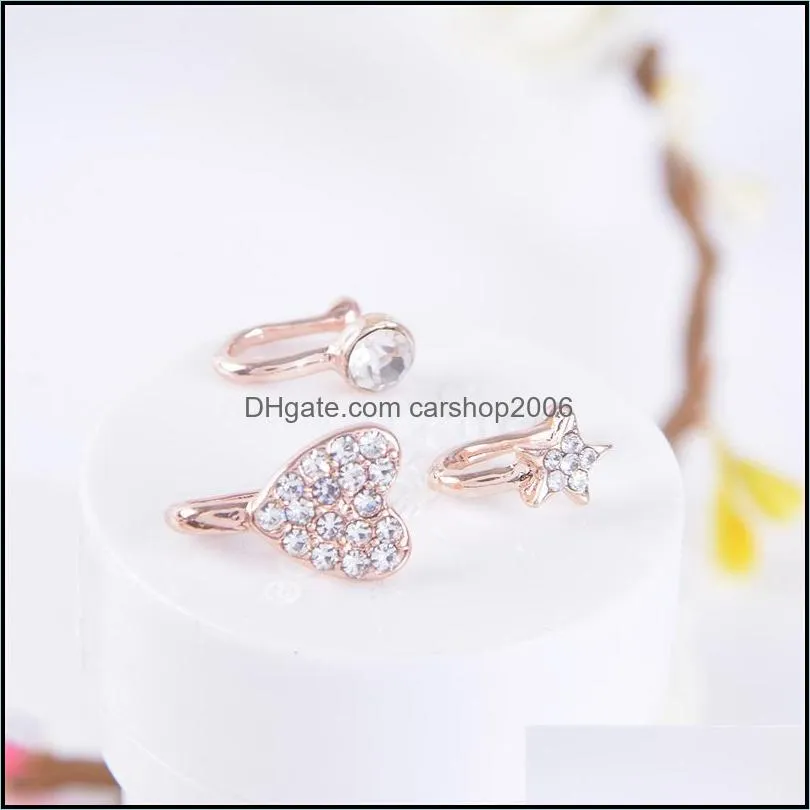 clip on nose ring piercing jewelry fashion body jewelry diamond-shaped heart-shaped new nose, non-porous piercing 284 q2