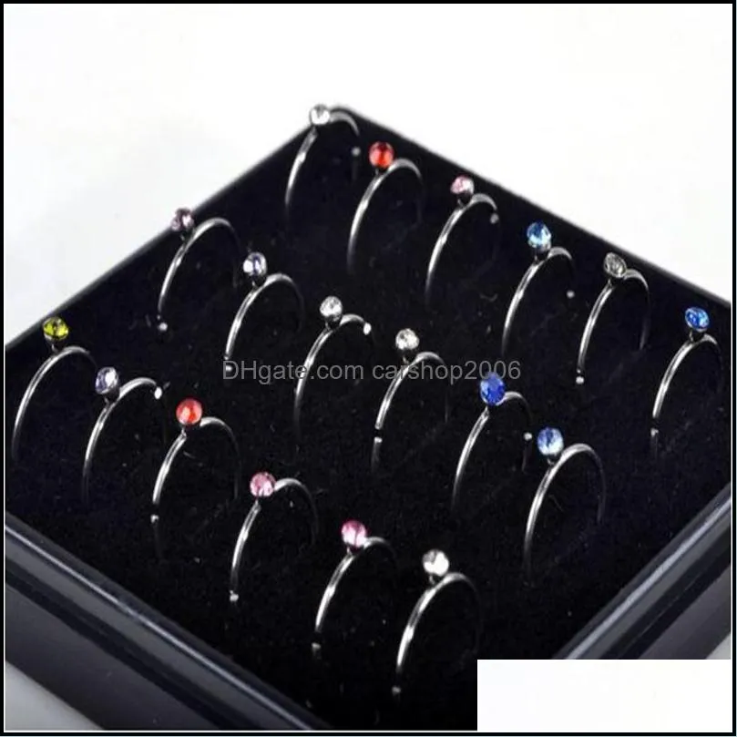 stainless steel circular nasal nail 18pcs/boxes iamond inlay nose ring jewelry accessories titanium steels stud body puncture 3 5lq y2