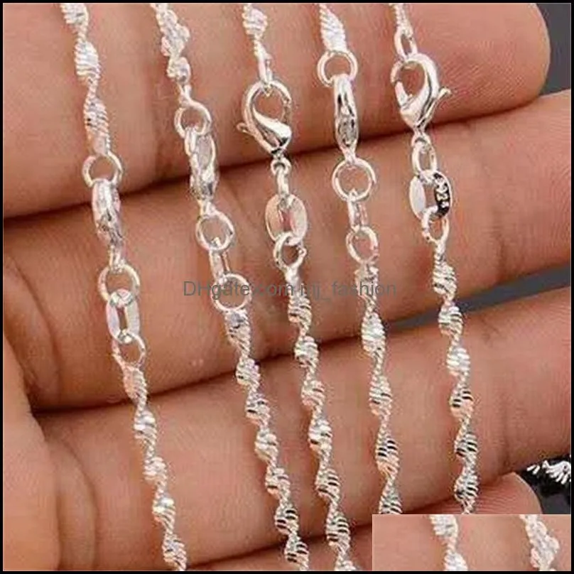 10pcs water waves chains 1.2mm 925 sterling silver necklace chains 16