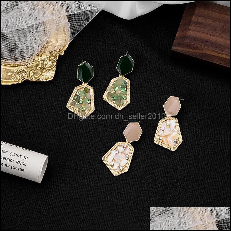 sevenstone dangle chandelier beige geometric gravel-drop oil statement earrings for women girl 152c3