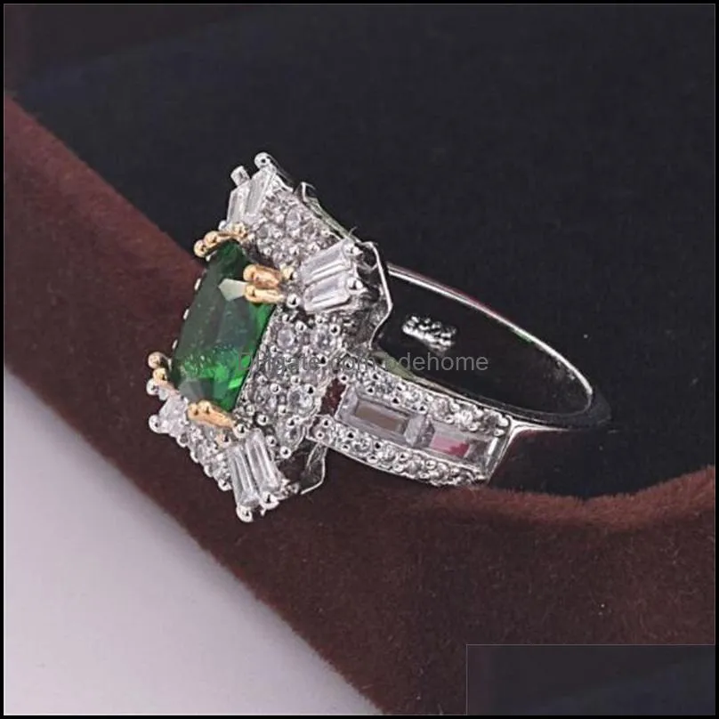 women`s fashion jewelry authentic 925 sterling silver rings emerald zircon oval wedding ring with gift box 1898 t2