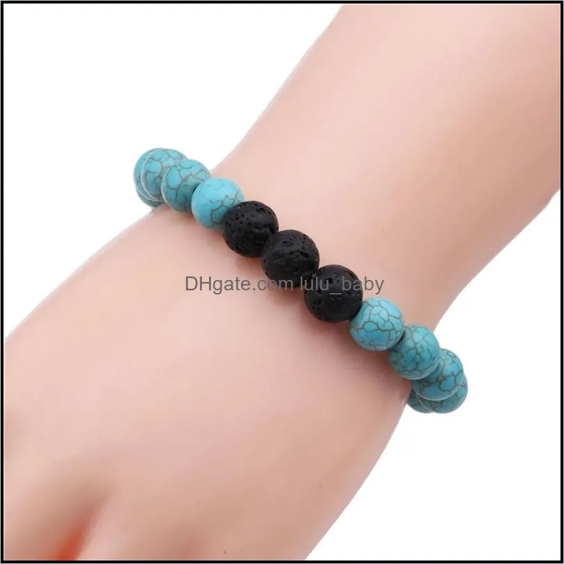 natural black lava stone bead turquoises bracelet black volcanic rocks bracelets stretch energy yoga gift bracelets prom jewelry1 791