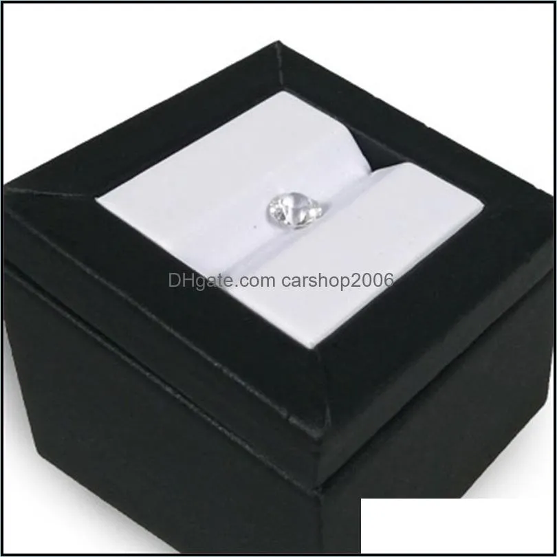 quality 6pcs diamond jewelry display holder gemstone display tower trapezoid wooden diamond gem stand white and black 6*6*5 cm 924 q2