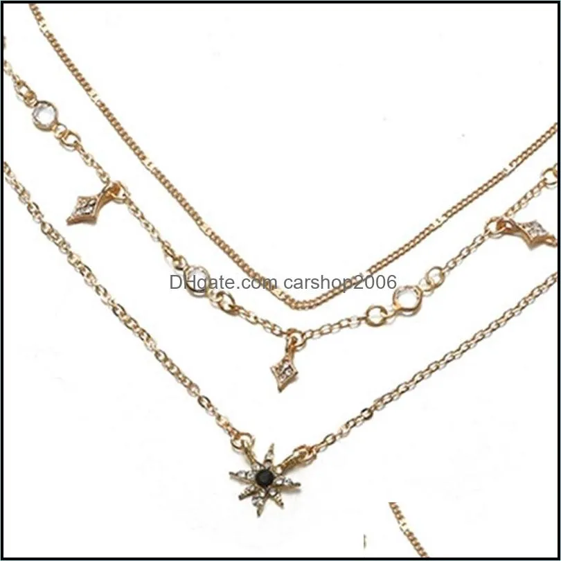 multi-layer star pendant necklaces clavicle women gold statement necklace wholesale 3667 q2