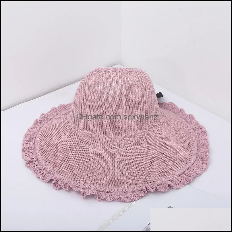 wide brim hats vacation out of the big straw hat bow breathable comfortable beach multi-size foldable sunscreen cap 3440 q2
