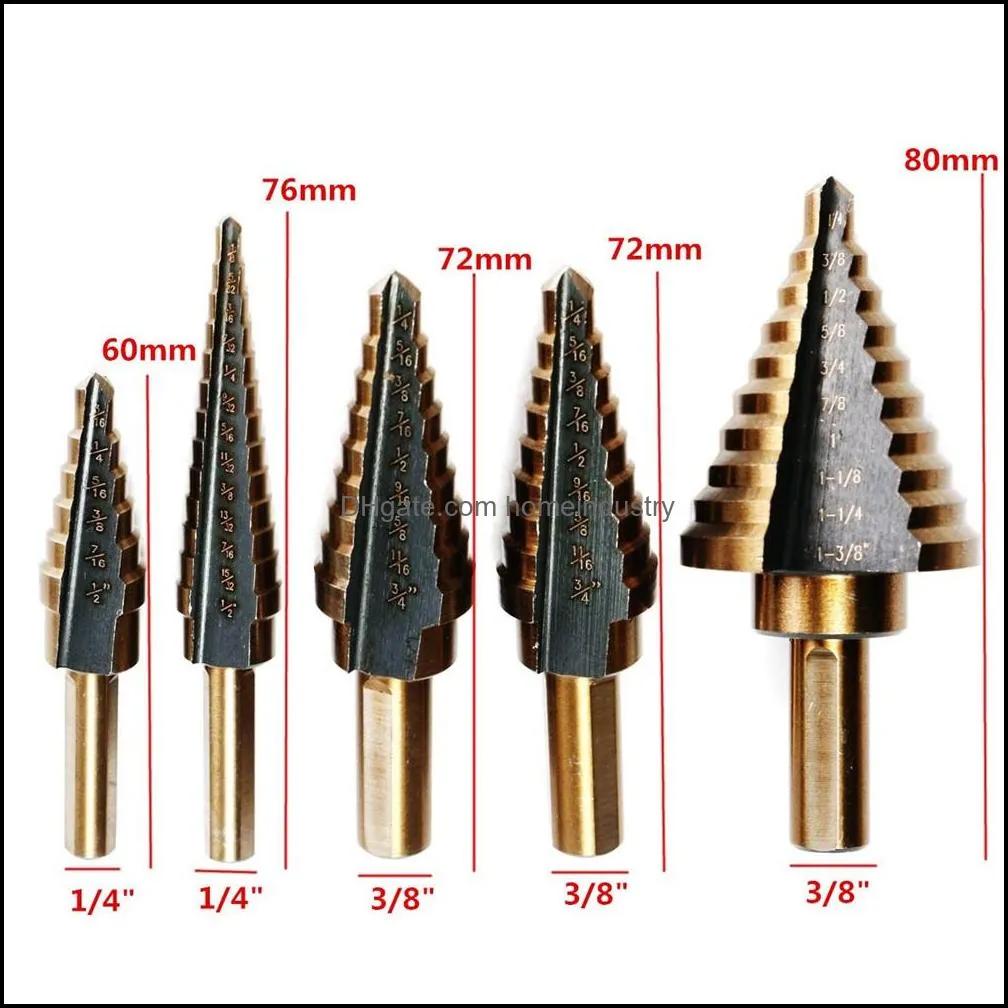 5pcs/set hss cobalt multiple hole 50 size step drill bit set coming include aluminum case arrival high quality dec517