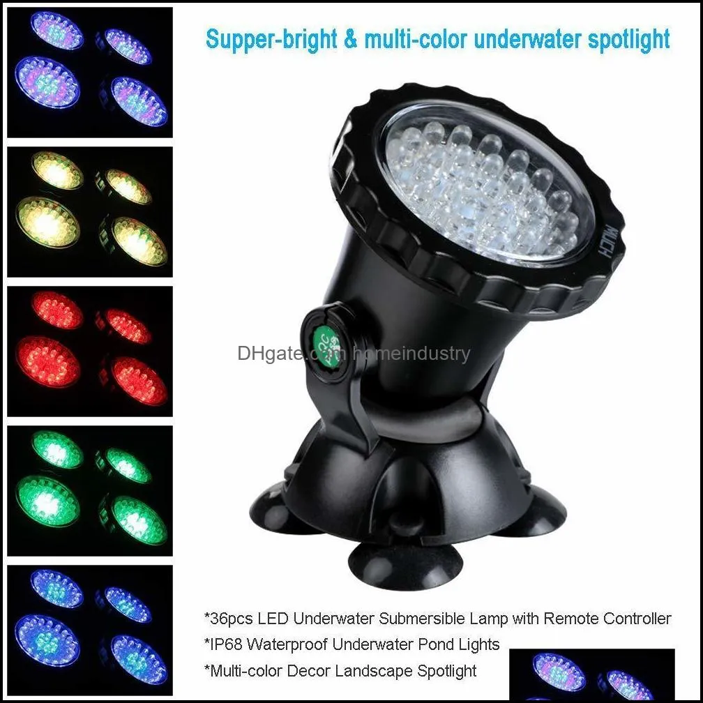 12v submersible pond light multi-color aquarium spotlight for garden fountain fish tank rgb led lighting with remote controller298x