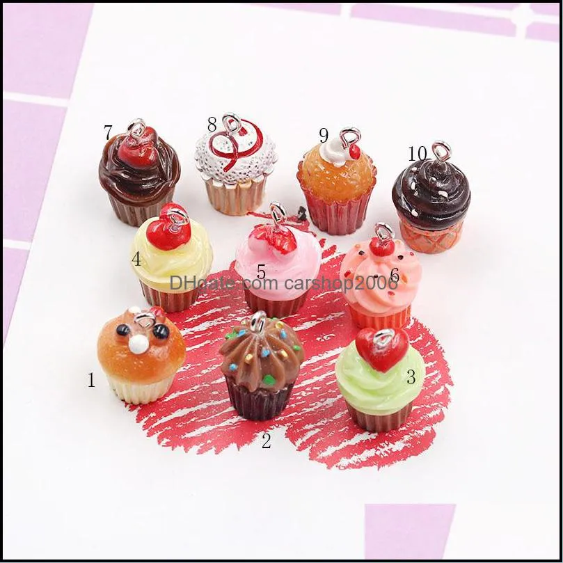 diy resin cup cake charms chocolates earrings key ring findings components charm jewelry accessories for girl 0 5hl q2