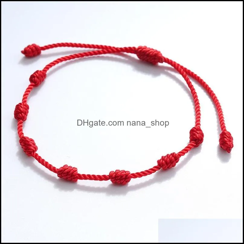 fashion handmade 7 knots red string bracelet for protection lucky amulet and friendship braid rope wristband jewelry