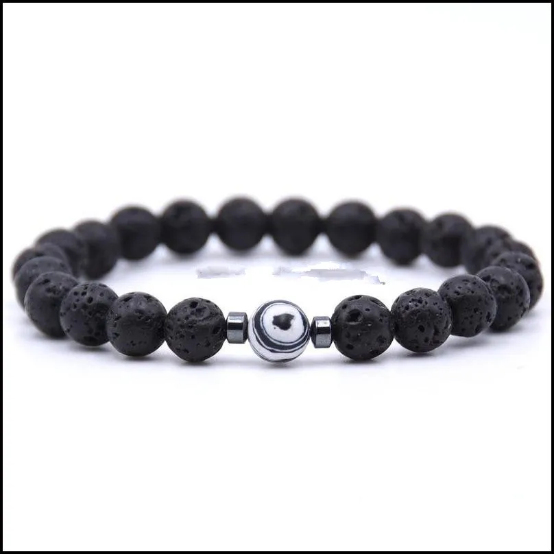 hematite natural black lava stone beads strand elastic bracelet essential oil diffuser bracelets volcanic rock beaded hand strings