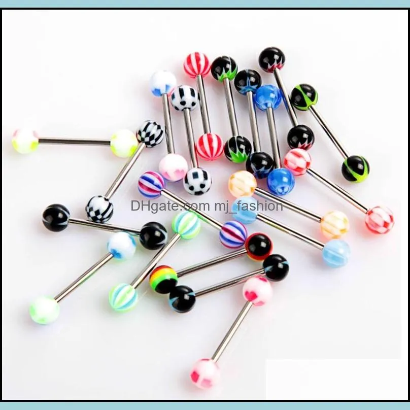 100pcs/lot body jewelry fashion mixed colors tongue tounge rings bars barbell tongue piercing c3