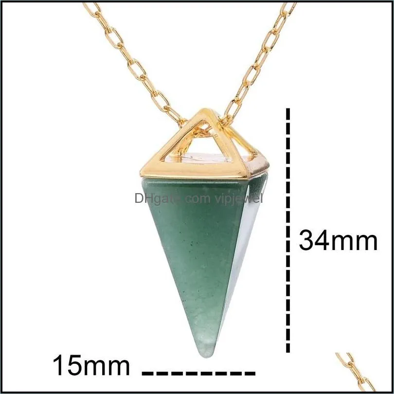 healing crystal opal pyramid amethyst necklace gold plated howlite rose quartz amulet natural stone pendant necklaces collier