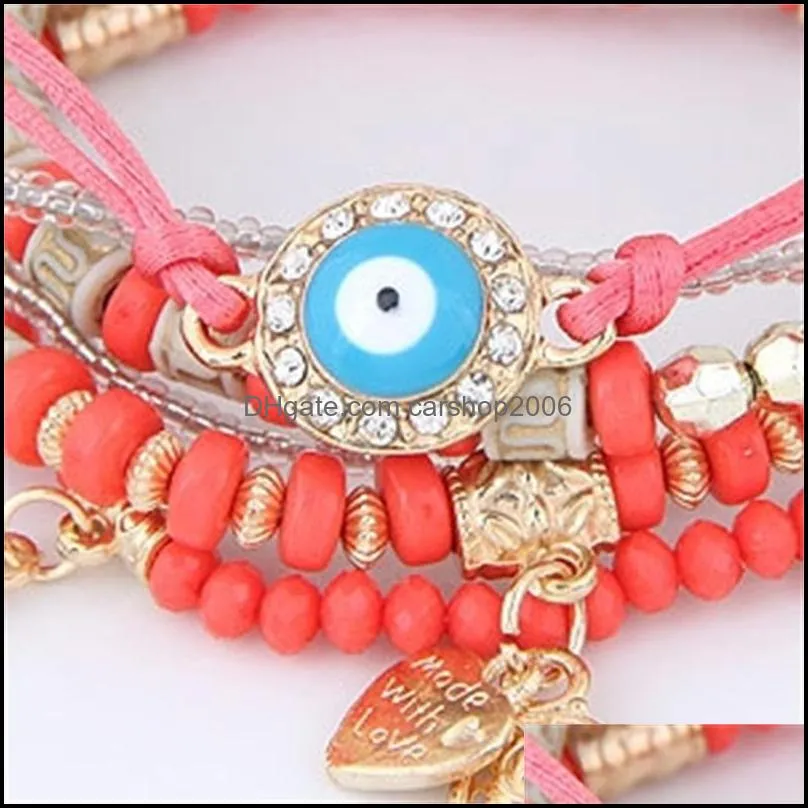 kabbalah fatima hamsa hand evil eye charms bracelets & bangles multilayer braided handmade beads pulseras for women men gd1223 483 q2