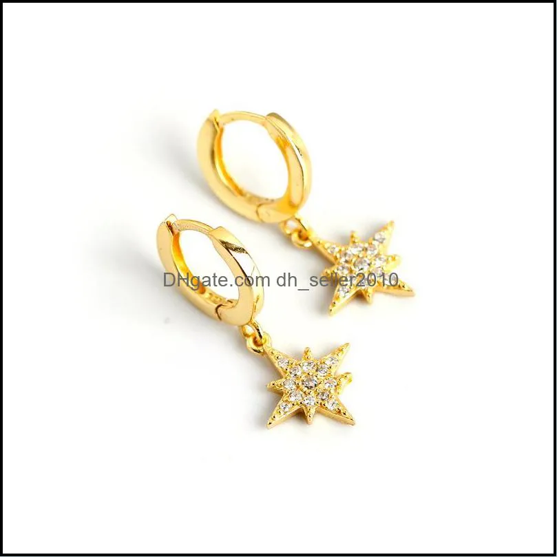 925 sterling silver cute girls earring college earrings christmas gift delicate micro pave tiny cz star charm 18k gold plated jewelry