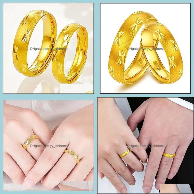 fashion and exquisite couple gold-plated ring pair ring starry car flowers for lovers couple ring bright love song rings