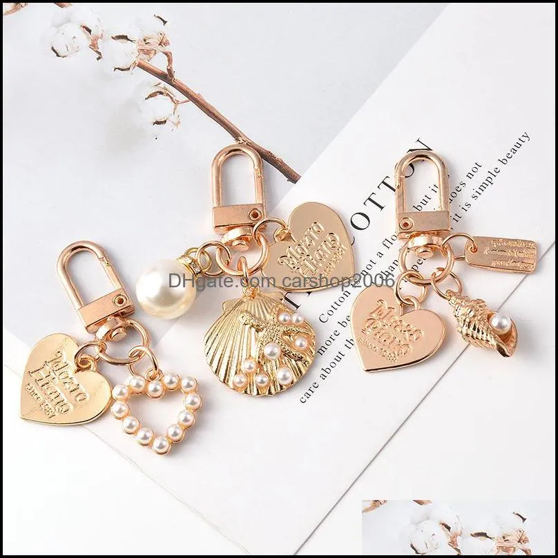new arrival shell key chain cute heart shell key ring for gift party diy jewelry accessories wholesale price 395 q2