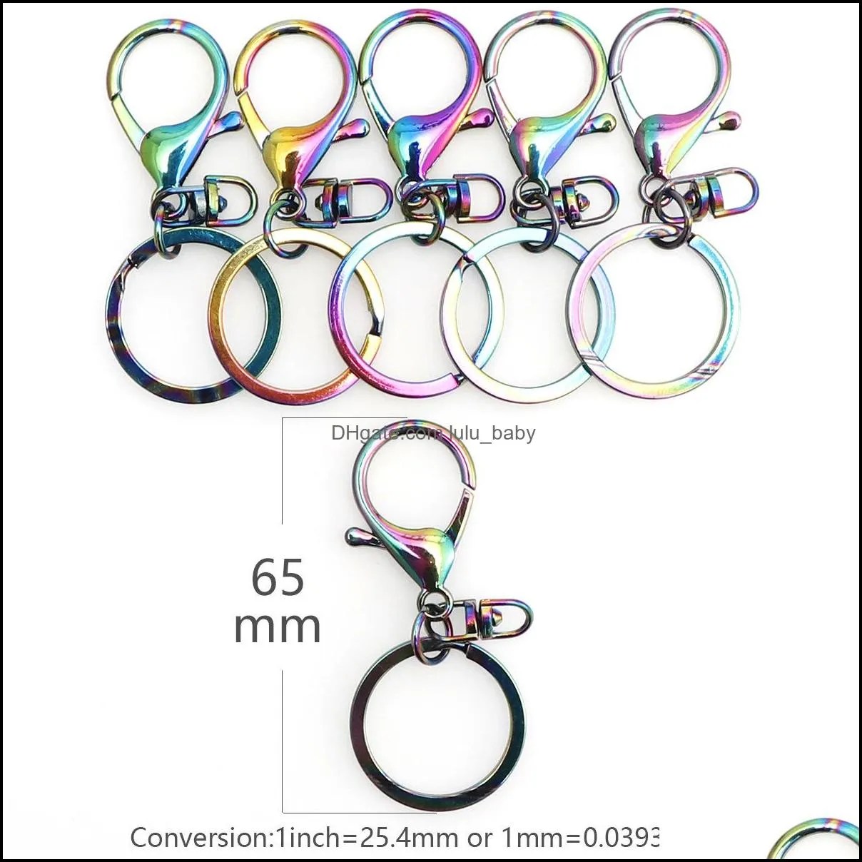 chromatic rainbow keychains metal key chain ring split rings unisex keyring holder accessories