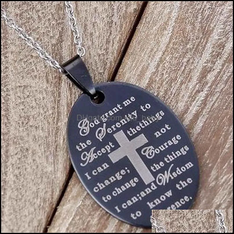 30pcs serenity prayer jesus cross stainless steel pendants necklace christian god grant me jewelry