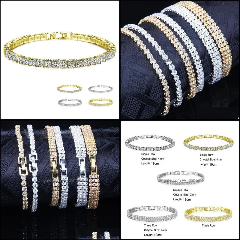 new fashion rhinestone natural zircon metal chain bracelet men`s hip hop wind jewelry alloy material gold and silver ladies diy