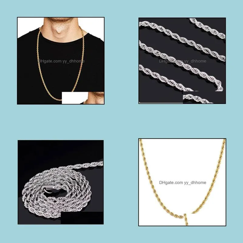 twist chains necklace silver stainless steel women`s rope chain necklace fashion jewelry