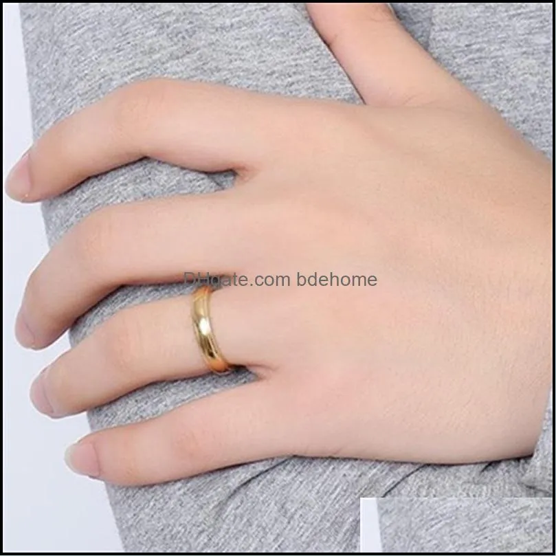 wedding rings 4mm gold-color band ring for women quality stainless steel engagement 3601 q2