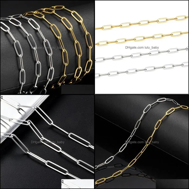 hip hop stainless steel 3.5mm 4.0mm rectangle chain women`s choker necklace for men hiphop jewelry gift