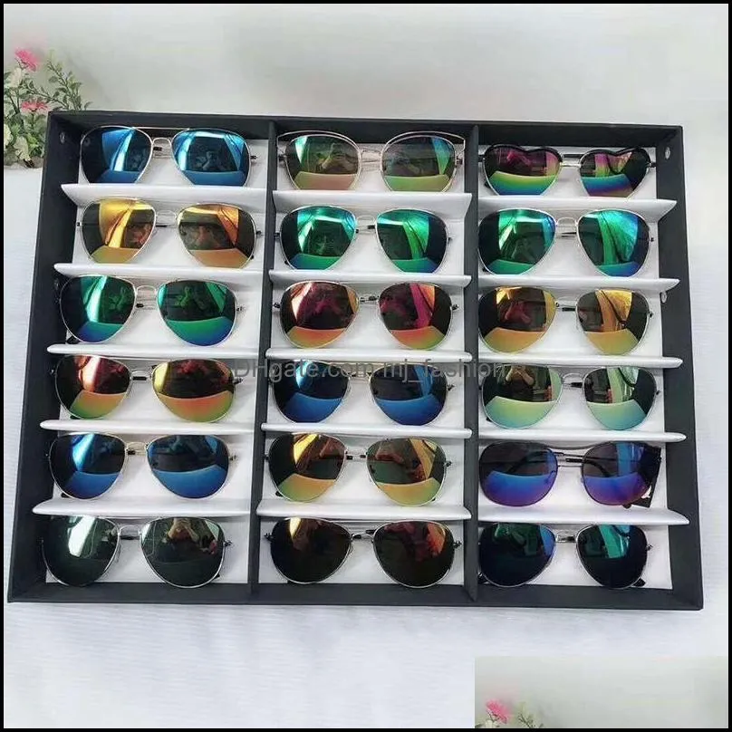 18pcs glasses storage display case box eyeglass sunglasses optical display organizer frames spectacles tray 34 w2