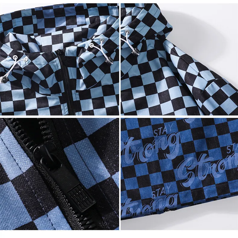 Men's Jackets Fashion Brand Hoodie New Arrival Letter Sleeve Cotton Fashion Checkerboard