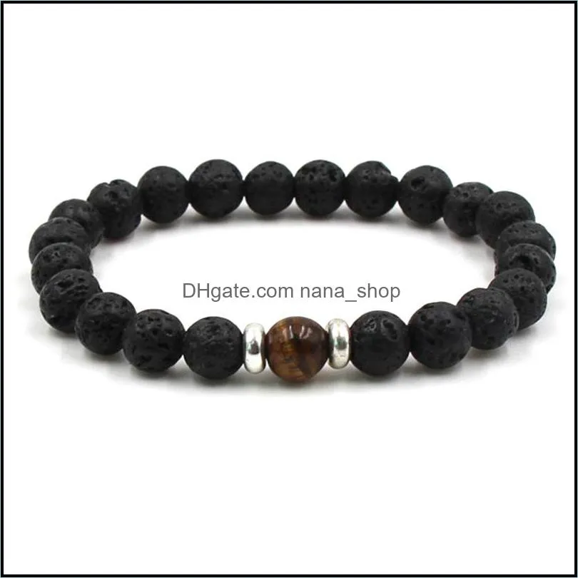 10 colors black lava stone beads elastic bracelet  oil diffuser bracelet volcanic rock beaded hand strings