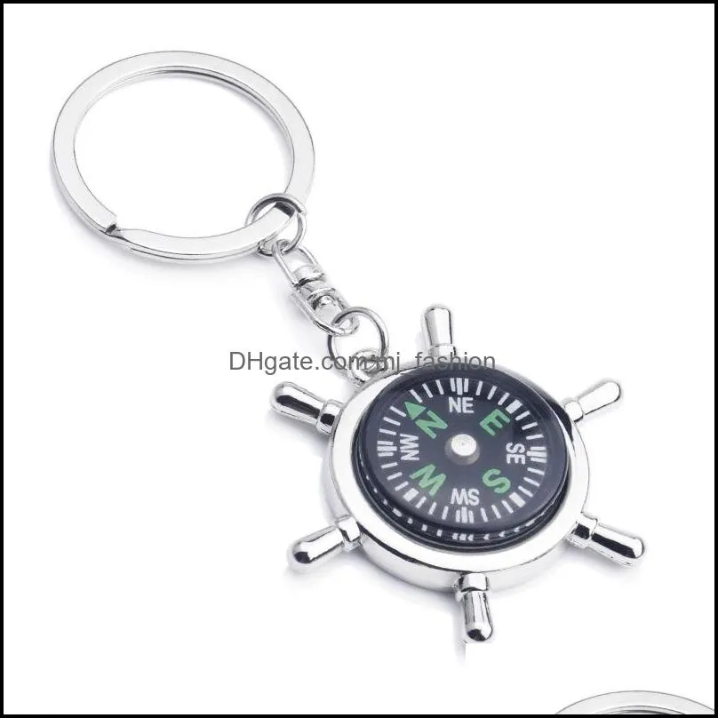 nautical helm compass keychain for car fashion key chains rings alloy hang charms novelty wholesale creative multi-function c3