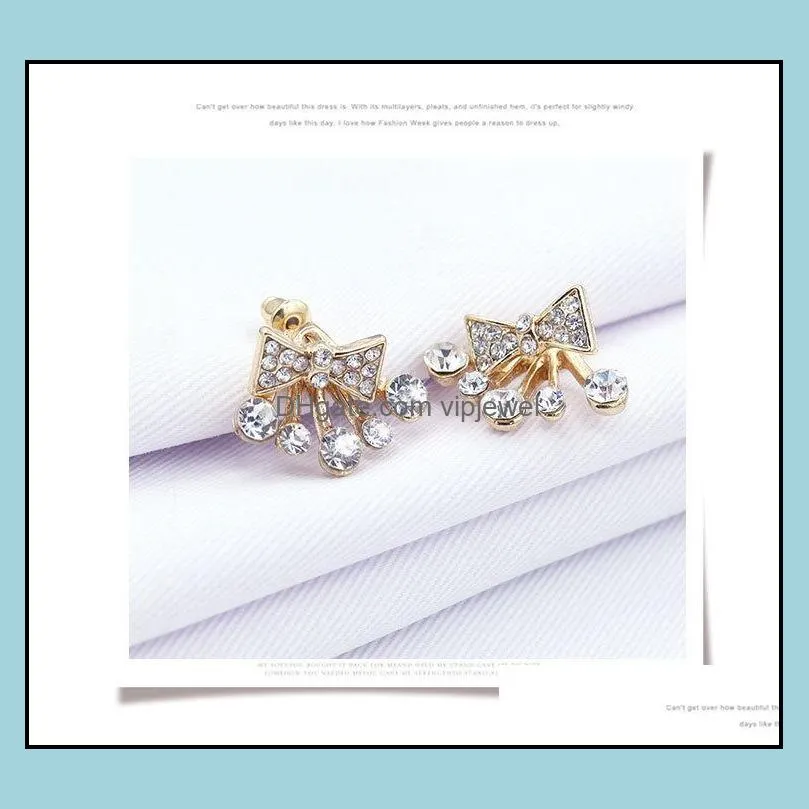 bow earring korean jewelry diamond earrings crown stud earrings colorful earrings in multiple colors