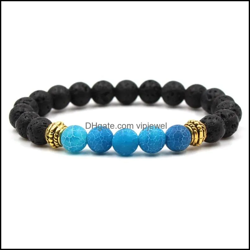 natural tiger eye black lava stone beads  oil diffuser bracelet weathering agate stones elastic bracelet