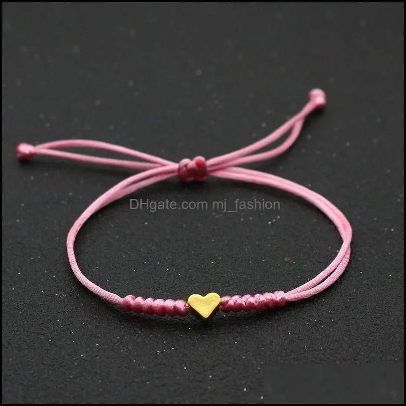 gold silver love heart charm bracelet women men lovers` wish good lucky red string braided adjustable couple bracelets jewelry 2247 q2