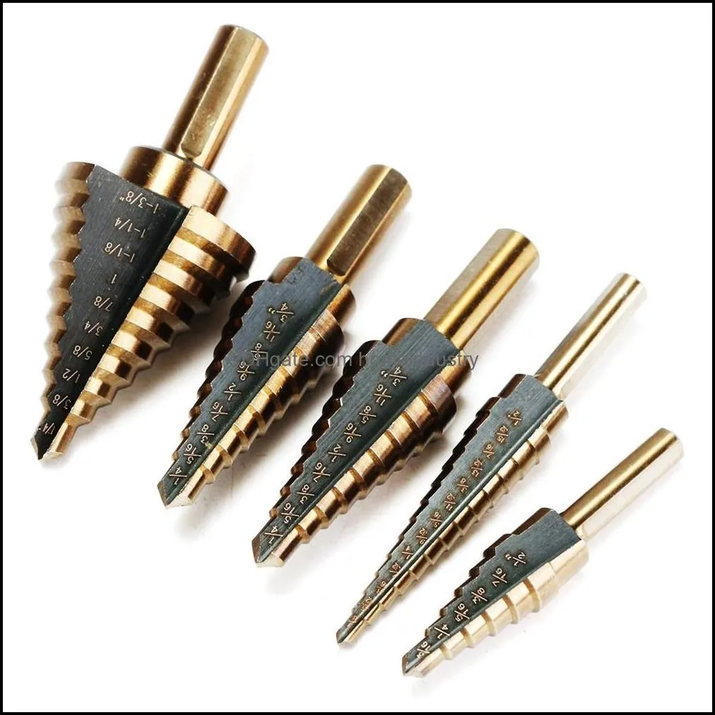 5pcs/set hss cobalt multiple hole 50 size step drill bit set coming include aluminum case arrival high quality dec517