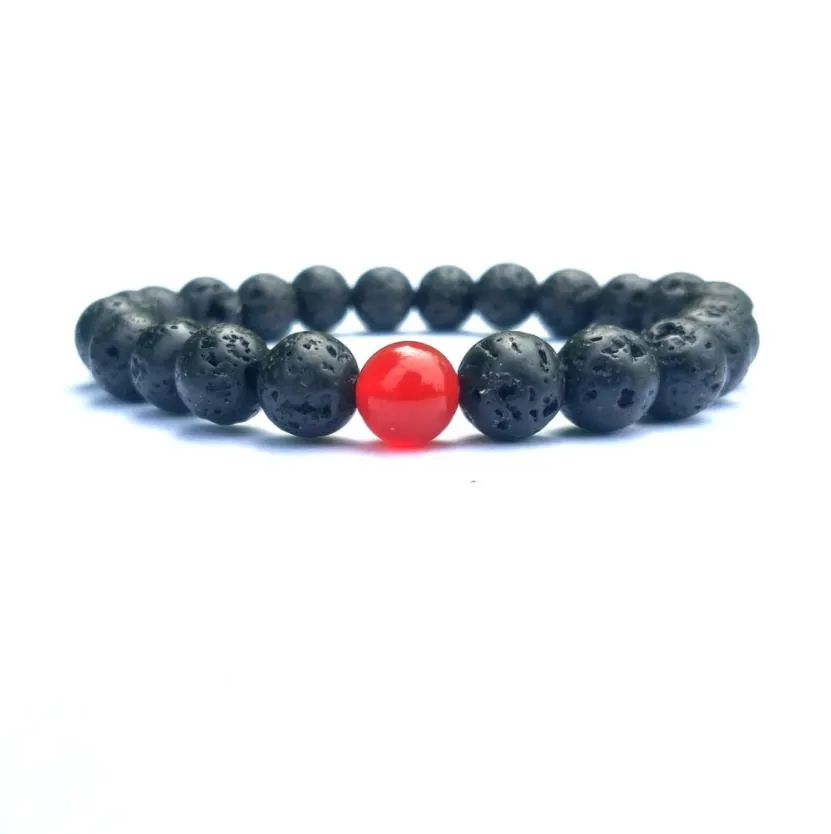 8mm agate chakras black lava stone beads elastic bracelets  oil diffuser bracelet volcanic rock beaded hand strings