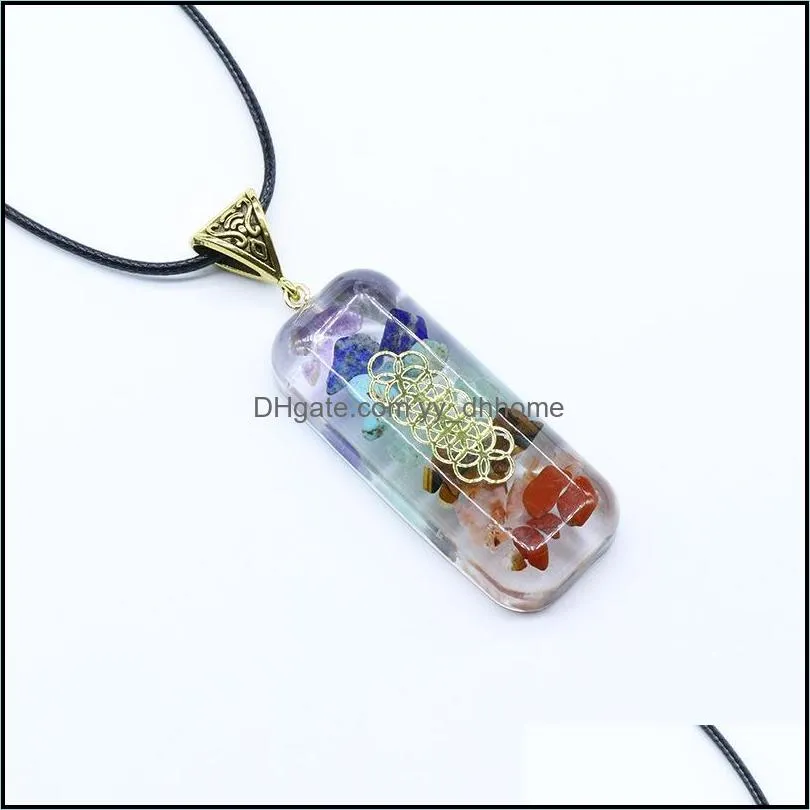  chakra pendant orgone reiki healing colorful chip natural stone energy necklace pendulum amulet orgonite crystal necklaces