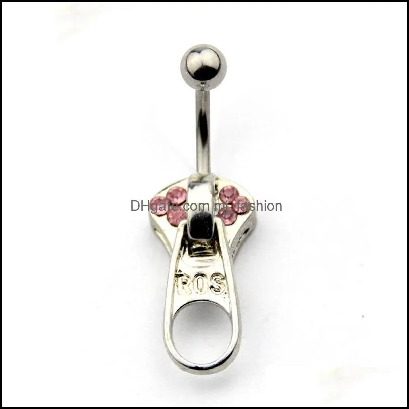 zipper punk style belly button ring nail body jewelry piercing fashion navel & bell buttons rings c3