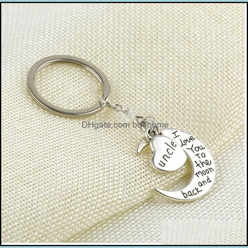 fashion key holder engraved letter pendant keychains moon keyrings charm jewelry gifts c3